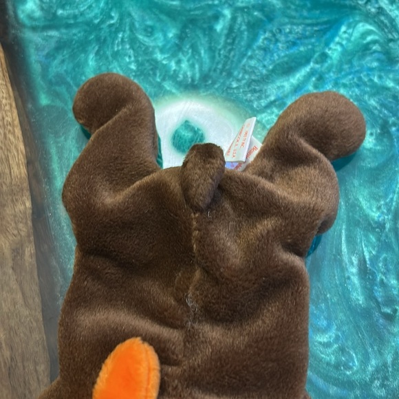 Ty Beanie Baby CHOCOLATE Moose
with Orange Antlers, 1993 EUC - Picture 3 of 4